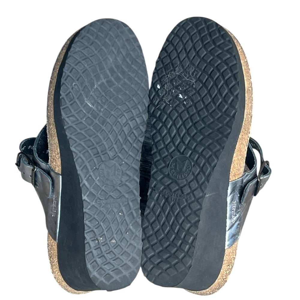 Mephisto Tyfanie silver leather cork foot bed wedge sandals - Picture 11 of 11